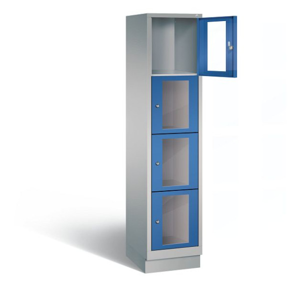 C+P Schließfachschrank Classic, H1800xB420xT500mm, Farbe: Weißaluminium / Enzianblau, 8020A124 S10013