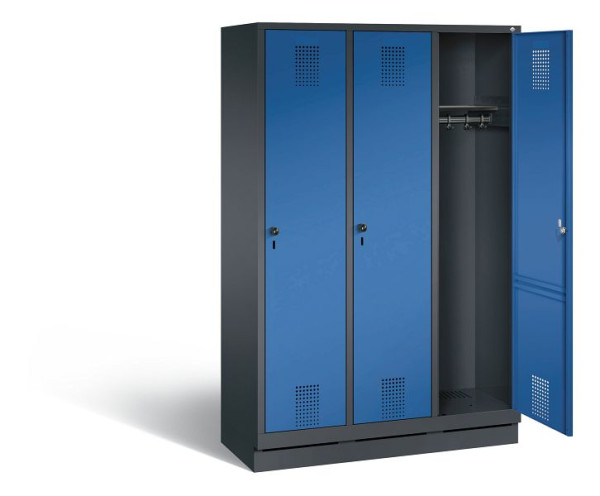 C+P Garderobenschrank Evolo, H1800xB1200xT500mm, Farbe: Schwarzgrau / Enzianblau, 48020-32 S10073