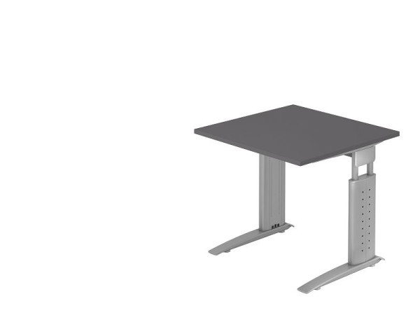 Hammerbacher Schreibtisch C-Fuß 80x80cm Graphit/Silber, Arbeitshöhe 68-86 cm einstellbar, VUS08/G/S