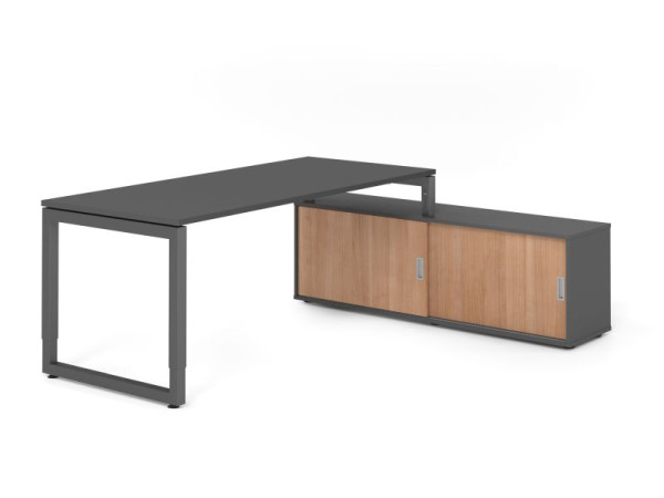 Hammerbacher Aufsatz-Schreibtisch RSE19, 180x80cm, Platte: Graphit, 25mm dick, Rahmen Graphit, höheneinstellbar, Ahorn, SB/G/G/G/N, VRSE19SB/G/G/G/N