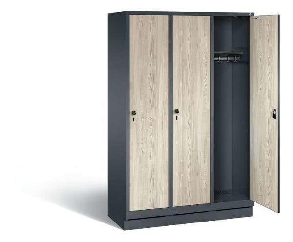 C+P Garderobenschrank Evolo, H1800xB1200xT500mm, Farbe: Anthrazitgrau / Dekor Sen-Esche, 48020-32 S10779