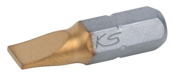 KS Tools 1/4" TiN Bit Schlitz, 25mm, 8mm, 911.2634, 4042146553596