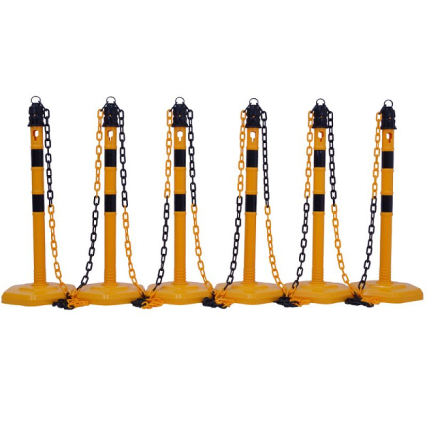 Stein HGS Kettenpfosten 6er-Set -Jumbo-, gelb mit 2 schwarzen Streifen, 15839