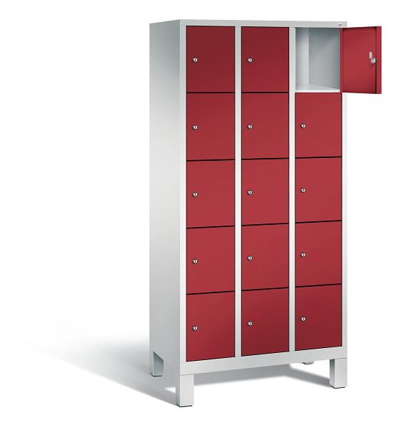 C+P Schließfachschrank Evolo, H1850xB900xT500mm, Farbe: Lichtgrau / Rubinrot, 48010-305 S10071