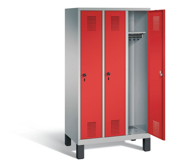 C+P Spind Evolo, H1650xB900xT500mm, Farbe: Weißaluminium / feuerrot, 480106-30 S10033