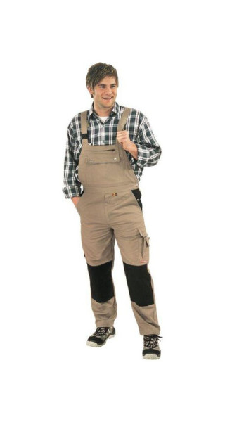 Planam Canvas 320 Latzhose, khaki/schwarz, Größe 24, 2135024