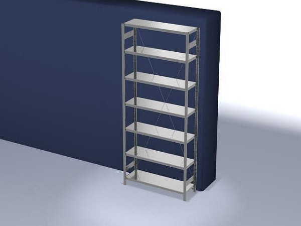 hofe Fachboden-Grundregal, 3000x400x1300 mm, 7 Fachebenen, verzinkt, 215 kg Fachlast, 1700 kg Feldlast, einseitige Bedienung, HZG30413XM