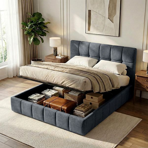 CLP Bett Ladia Stoff 160x200 cm, dunkelgrau, 327093