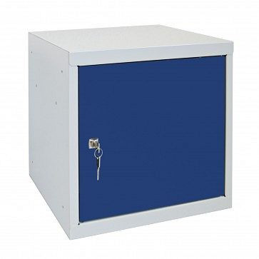 ADB Wertfach-Schließfach Zylinderschloss, Maße Korpus LxBxH 400x400x400 mm, Farbe Korpus: grau/blau, RAL 7035/5010, 41202