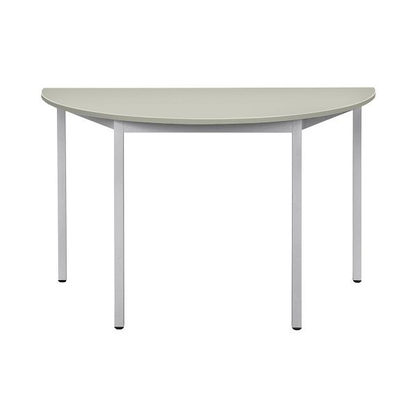 Bisley Mehrzwecktisch, Halbrund, Breite 1200 mm, Tiefe 600 mm, 19mm Tischstärke, 300 aluminium x G grau, MTH1206G300