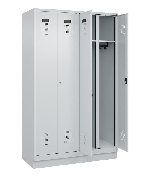 C+P Schwarz-Weiß-Spind Evolo PLUS, mit Sockel, 4 Abteile, 1950x1200x500mm, 7035/7035 Lichtgrau, Abteilbreite 300 mm, Schlüssel 2, 049022-40 S10040