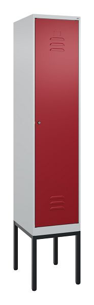C+P Umkleidespind Classic PLUS mit Mitteltrennwand, Gestell, 2120x400x500mm, 7035/3003, Zylinderschloss, 0800307-12F S10016