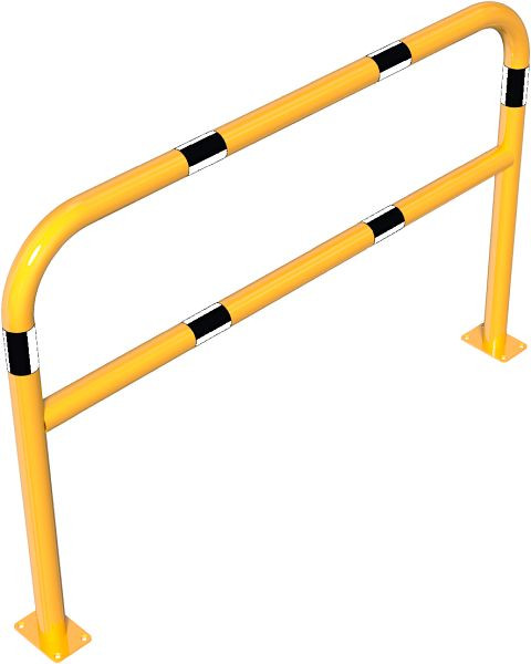 Schake Rohrbügel aus Stahlrohr gelb / schwarz mit Querholm zum Einbetonieren, Gesamtbreite: 1500 mm, Gesamthöhe: 1000 mm, 465_63BG