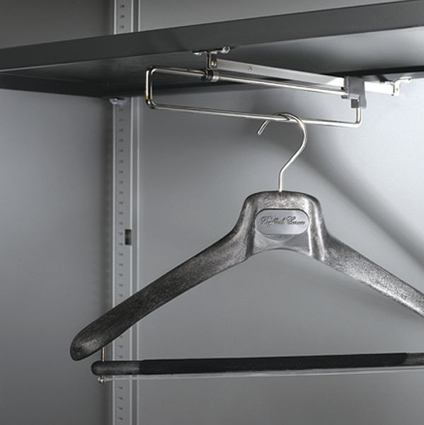 C+P Einlegeboden aus Stahl lackiert, B794xT352 mm, Lichtgrau, mit ausziehbarer Garderobenstange, 140003-88 S10001