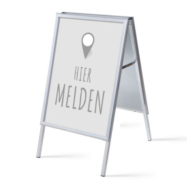 Showdown Displays Kundenstopper A1 Komplettset Hier Anmelden Grau Niederländisch, ZPA1G32MEI252