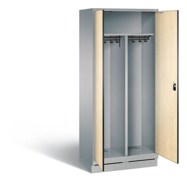 C+P Schwarz-Weiss-Spind Evolo, H1800xB810xT500mm, Farbe: Weißaluminium / Dekor Donau-Ahorn, 48022-22 S10128