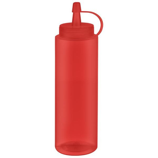 APS Quetschflaschen, VE: 6 Stück, Ø 5 cm, Höhe: 18 cm, 260 ml, Polyethylen, rot, mit Schraubdeckel, mit Verschlusskappe, Einfüllöffnung: Ø 3 cm, 93252
