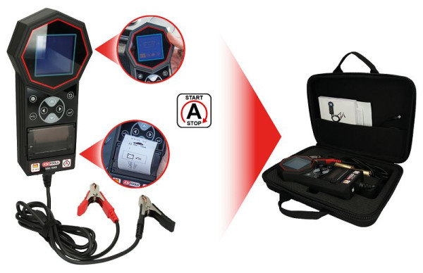 KS Tools 12V / 24V Digital-Batterie- und Ladesystemtester mit integriertem Drucker, 550.1649