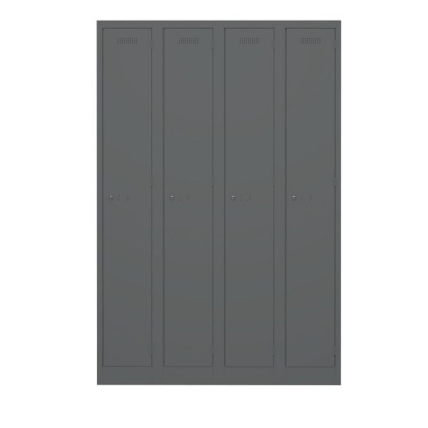Bisley Garderobenschrank Primary Locker, 4 Abteile, 634 anthrazitgrau, PL3050Q1634