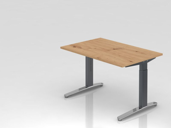 Hammerbacher Schreibtisch XB12, 120 x 80 cm, Platte: Asteiche, 25 mm dick, 2 mm ABS-Kante, Rechteckform, poliert, VXB12/R/GC