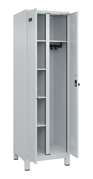 C+P Wäsche-/Garderobenspind Evolo PLUS, mit Füßen, 2 Abteile, 1950x600x500mm, 7035, Frontfarbe RAL 7035 Lichtgrau, Drehriegel, 049610-20 S10013