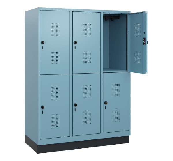 C+P Doppelstöckiger Spind Evolo PLUS, Sockel, 6 Fächer, 1630x1200x500mm, 0010/00, Drehriegel, 0493205-32 S10025