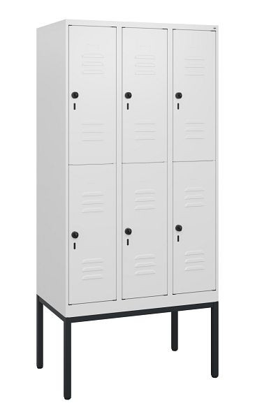 C+P Doppelstöckiger Spind Classic PLUS, Gestell, 3 Abteile, 1950x900x500mm, 9016/9016, Drehriegel, 0803305-30 S10014