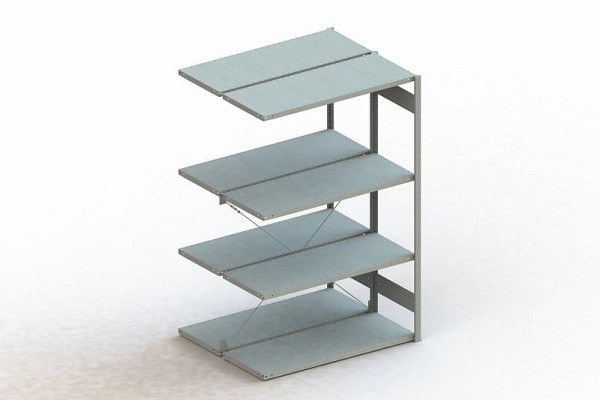 Meta Steckregal Meta CLIP 150 S3 Anbaufeld doppelseitig, Höhe: 2000mm, Länge: 1300mm, Tiefe: 2 x 500mm, Bodenanzahl: 2 x 4, RAL 7035 lichtgrau, 9900004497