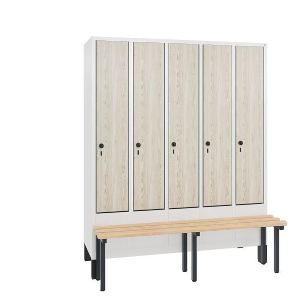 C+P Spind Evolo, 5 Abteile, H1850xB1480xT815 mm, Weiß/HPL Esche, 48030-50 S10367