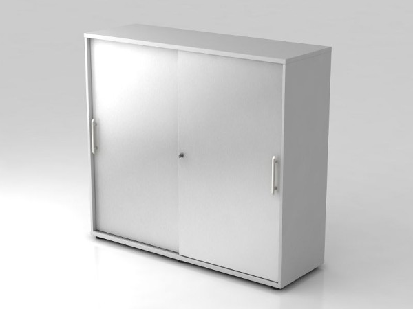 Hammerbacher Schiebetürschrank 3OH 120cm Relinggriff Grau/Silber, 120x40x110 cm (BxTxH), V1753S/5/S/RE