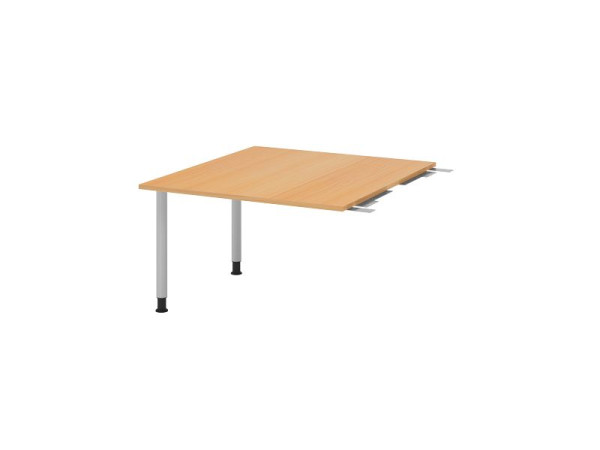 Hammerbacher Verkettungsplatte VKT, Farbe Tischplatte: Buche, Platte: 1200 x 1300 x 25 mm, Rundrohr-Fuß Silber, Arbeitshöhe: 720 - 740 mm, VKT12C/6/S