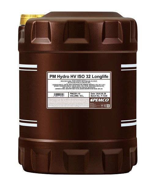 PEMCO Paraffin-Hydrauliköl 2201 Hydro HV ISO 32 LONGLIFE, VE: 10 l, PM2201-10