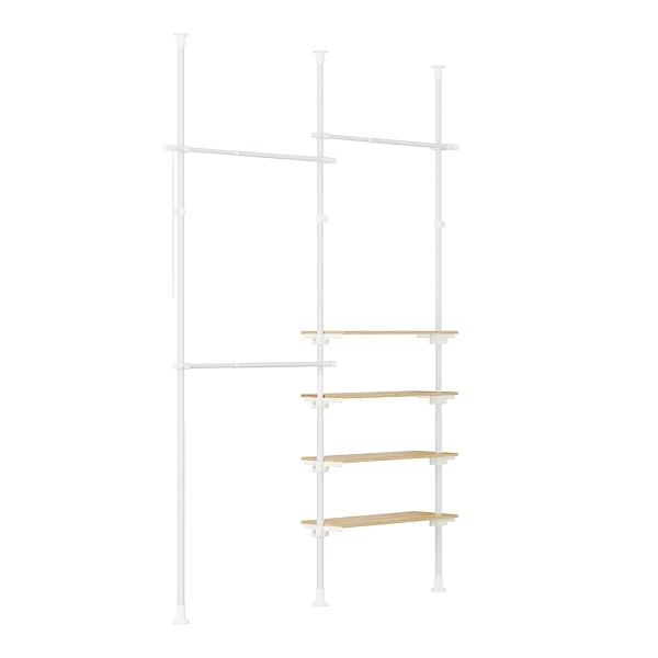 SoBuy Garderobenständer mit 4 Regalböden Weiß 151x54x214 cm, Funktional, KLS17-WN