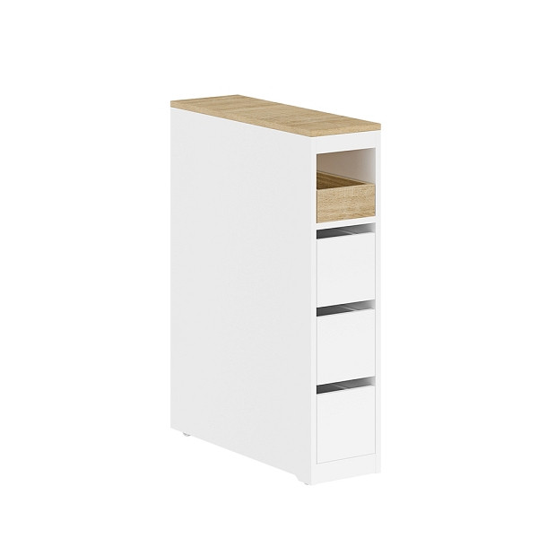 SoBuy Badunterschrank mit vier Schubladen Weiß 60x20x82 cm, Modern, BZR54-K-W