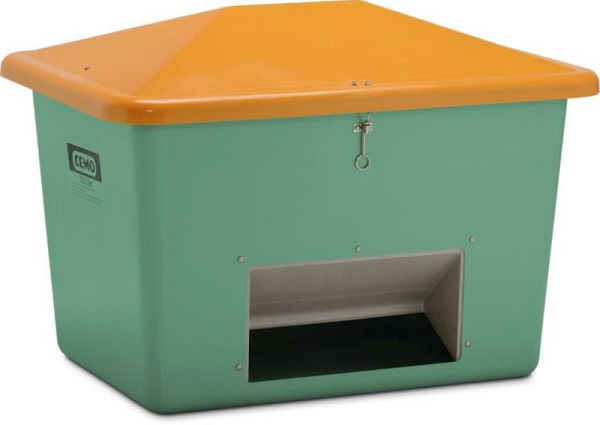 Cemo Streugutbehälter 700 l mit Entnahme, grün/orange, 10840