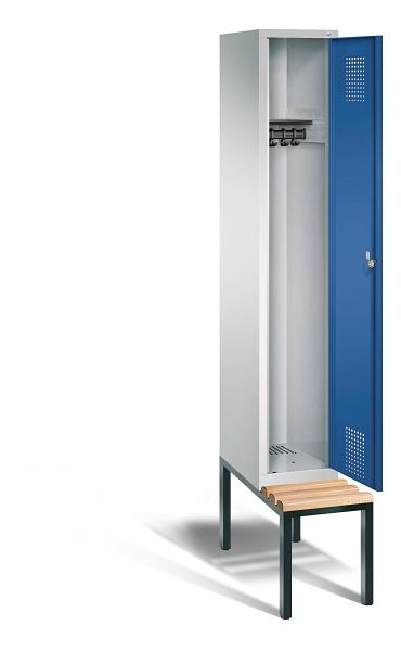 C+P Garderobenschrank Evolo, H2090xB320xT815mm, Farbe: Lichtgrau / Enzianblau, 48050-10 S10016