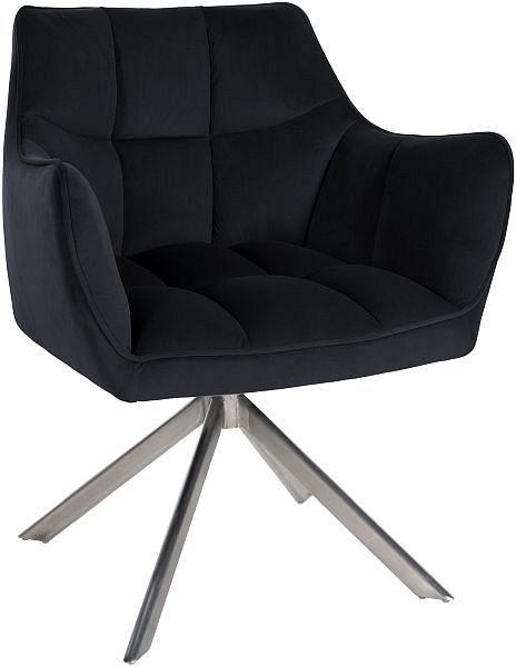 CLP Esszimmerstuhl Swing Samt edelstahl, schwarz, 321127