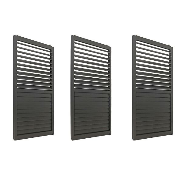 Mendler 3er-Set Aluminium Schiebetür für Pergola HWC-L46, Terrassenüberdachung, Lamellenpaneel Modul, 206x272cm, anthrazit, 110492+110493+110494+110495