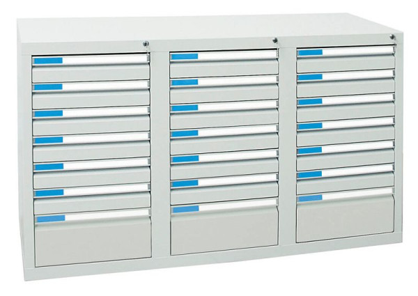 stumpf Schubladenschrank Serie ESTA, RAL 7035/7035, 21 Schubladen (18x100, 3x200 mm), 7603207