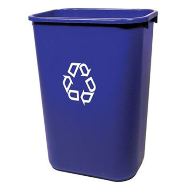 Stein HGS Papierkorb -Square- Rubbermaid, Blau mit Recyclingsymbol, mit Schwingdeckel,schwarz, 12177-02
