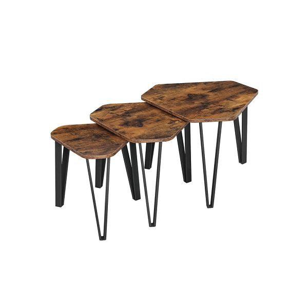 VASAGLE 3 Stück Nachttische, Vintagebraun-Schwarz, LNT14BX, 6955880398812