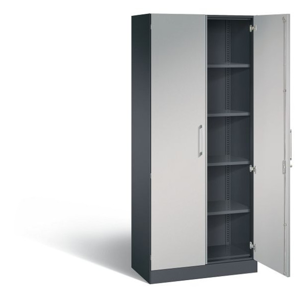 C+P Flügeltürenschrank Asisto, H1980xB800xT435mm, Farbe: Schwarzgrau / Weißaluminium, Bügelgriff, 5 OH, 141003-000 S10039