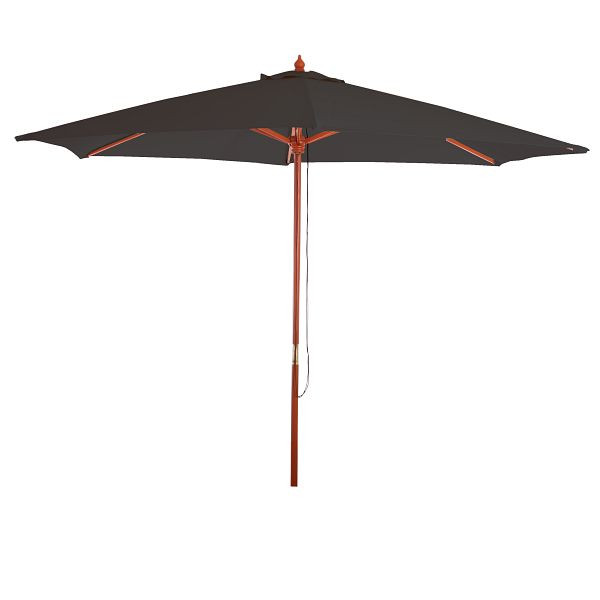 Mendler Sonnenschirm Florida, Gartenschirm Marktschirm, Ø 3m Polyester/Holz, anthrazit, 65357