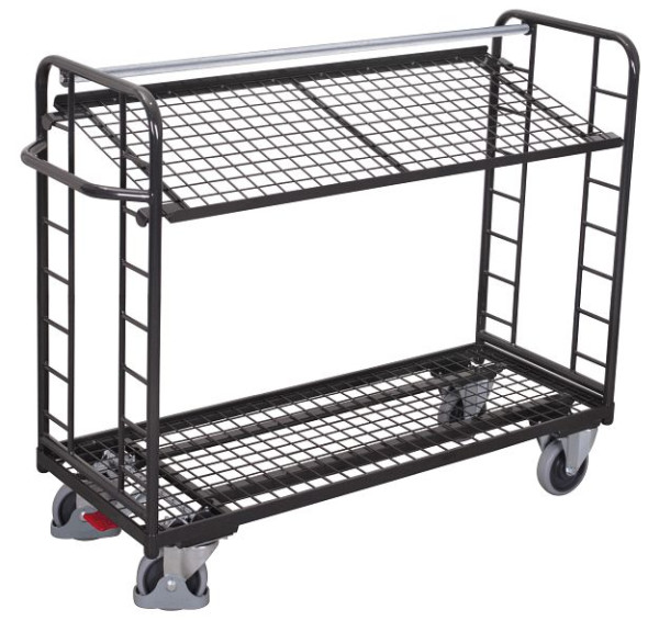 VARIOfit Etagenwagen mit 2 Drahtgitterböden, Außenmaße: 1.510 x 550 x 1.235 mm, RAL 7016 anthrazitgrau, sw-540.223/AG
