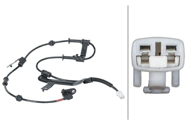 HELLA Sensor, Raddrehzahl - 12V - 2-polig - Kabel: 870mm - mit Halter, 6PU 012 679-741