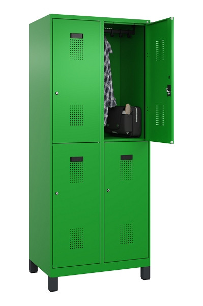 C+P Doppelstöckiger Spind Evolo PLUS, mit Füßen, 4 Fächer, 1950x800x500mm, 6037, Zylinderschloss, 049310-22 S10053