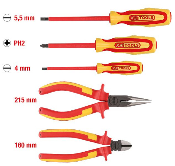 KS Tools ERGOTORQUE VDE Zangen- und Schraubendreher-Satz, 5-teilig Variante 1, 117.1170