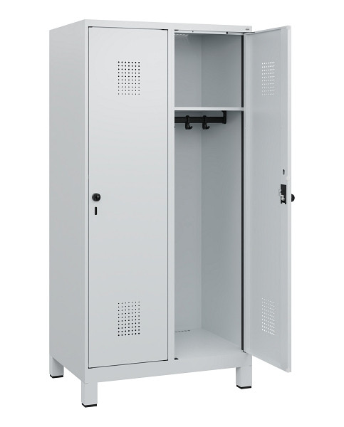 C+P Spind Evolo PLUS, Füße, 2 Abteile, 1630x800x500mm, 7035/7035, Drehriegel, 0490105-22 S10013