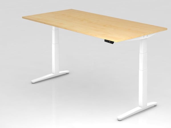 Hammerbacher Sitz-Steh-Schreibtisch elektrisch 200x100cm Ahorn/weiß Rechteckform, VXBHM2E/3/WW