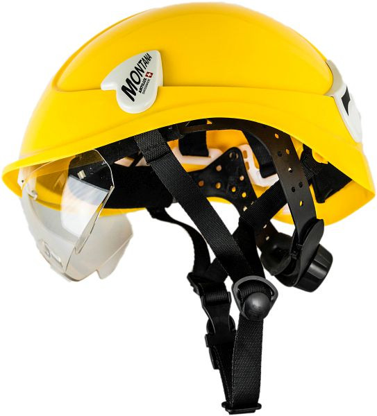 Artilux Montana II Roto KS, gelb, Schutzhelm mit Drehknopf, Schutzbrille und Kinnbänderung, VE: 20 Stück, 23112